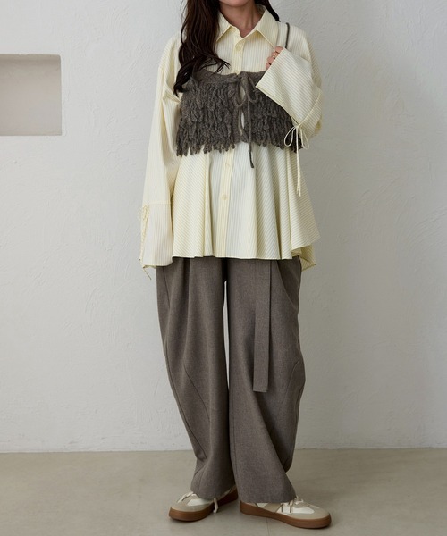 apres jour clair（アプレジュールクレア）の「【apres jour clair】袖リボンペプラムチュニックシャツ（シャツ/ブラウス・レディース・ブルー/ブラック/アイボリー・X-LARGE/フリー）」の8枚目の写真