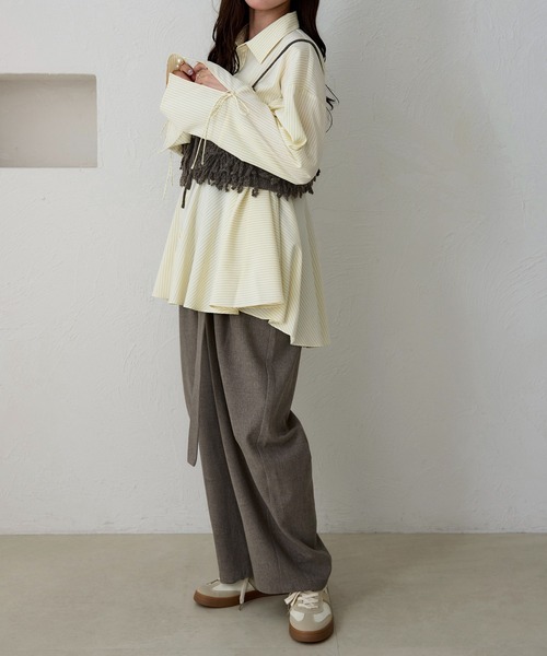 apres jour clair（アプレジュールクレア）の「【apres jour clair】袖リボンペプラムチュニックシャツ（シャツ/ブラウス・レディース・ブルー/ブラック/アイボリー・X-LARGE/フリー）」の11枚目の写真