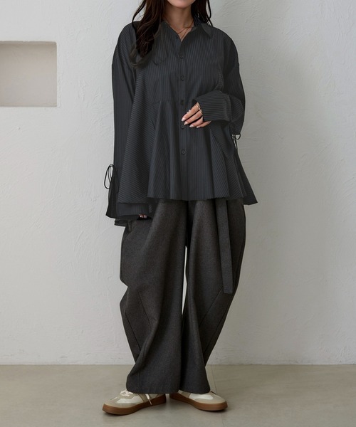 apres jour clair（アプレジュールクレア）の「【apres jour clair】袖リボンペプラムチュニックシャツ（シャツ/ブラウス・レディース・ブルー/ブラック/アイボリー・X-LARGE/フリー）」の16枚目の写真