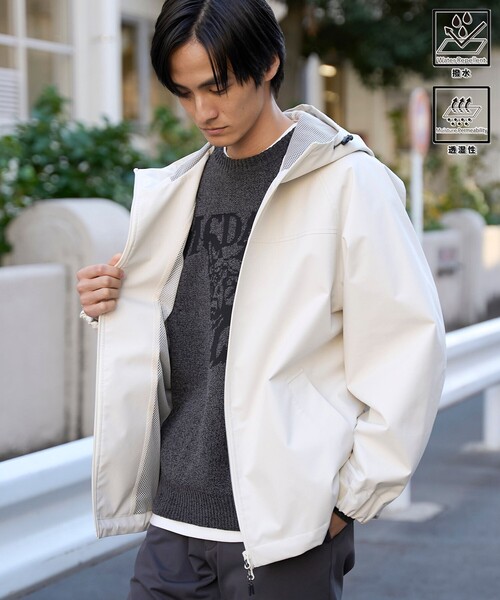 coen(コーエン)の「【好評につき新色登場】ウィンドブロックシェルターフードブルゾン【撥水、透湿、防風】(ブルゾン・メンズ・ブラック/ナチュラル/オリーブ/オフホワイト/モカ・S/M/L/XL)」の2枚目の写真