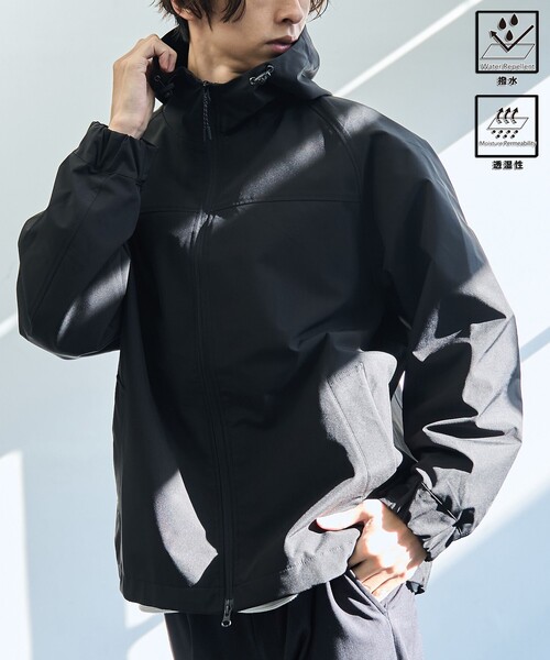 coen(コーエン)の「【好評につき新色登場】ウィンドブロックシェルターフードブルゾン【撥水、透湿、防風】(ブルゾン・メンズ・ブラック/ナチュラル/オリーブ/オフホワイト/モカ・S/M/L/XL)」の3枚目の写真