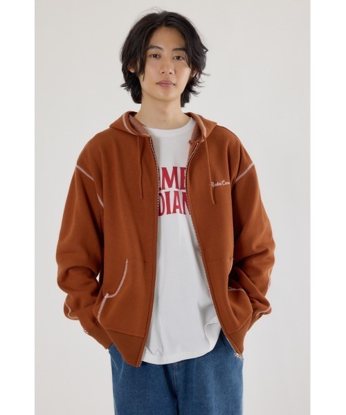 RODEO CROWNS WIDE BOWL(ロデオクラウンズワイドボウル)の「スウェットライクロゴZIPパーカー(パーカー・メンズ・ダークオレンジ/ブラック/グレー×ホワイト・MEDIUM/LARGE)」の1枚目の写真
