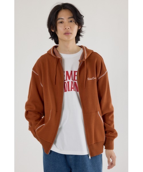RODEO CROWNS WIDE BOWL(ロデオクラウンズワイドボウル)の「スウェットライクロゴZIPパーカー(パーカー・メンズ・ダークオレンジ/ブラック/グレー×ホワイト・MEDIUM/LARGE)」の6枚目の写真