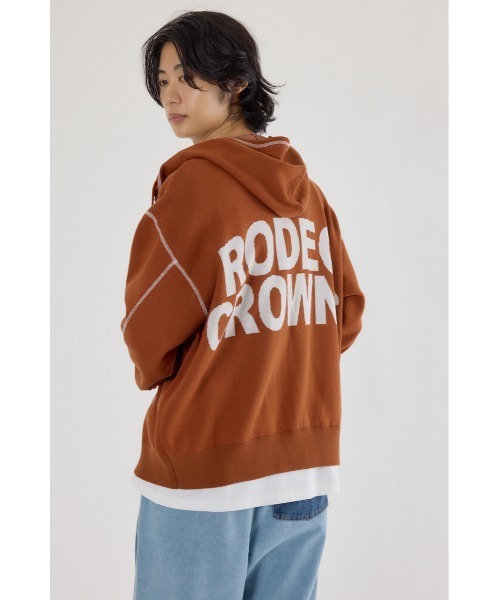RODEO CROWNS WIDE BOWL(ロデオクラウンズワイドボウル)の「スウェットライクロゴZIPパーカー(パーカー・メンズ・ダークオレンジ/ブラック/グレー×ホワイト・MEDIUM/LARGE)」の9枚目の写真