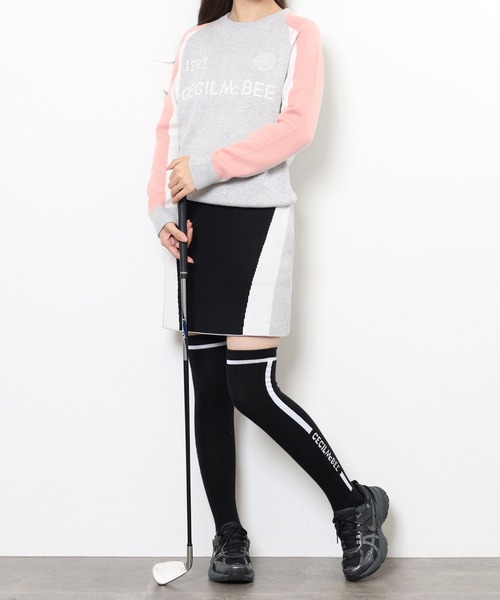 CECIL McBEE（セシルマクビー）の「BICOLOR SKIRT カラー切替 スリートーンカラー ミニスカート（スカート・レディース・ブラック・1(S)/2(M)）」の8枚目の写真