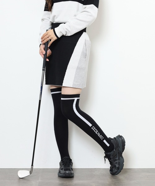 CECIL McBEE（セシルマクビー）の「BICOLOR SKIRT カラー切替 スリートーンカラー ミニスカート（スカート・レディース・ブラック・1(S)/2(M)）」の3枚目の写真