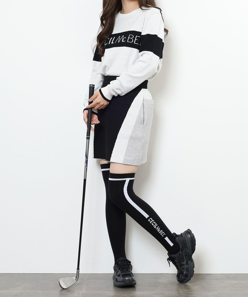 CECIL McBEE（セシルマクビー）の「BICOLOR SKIRT カラー切替 スリートーンカラー ミニスカート（スカート・レディース・ブラック・1(S)/2(M)）」の6枚目の写真