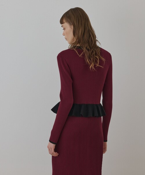 GRACE CONTINENTAL(グレースコンチネンタル)の「バイカラーニットワンピース(ワンピース・レディース・ホワイト/ボルドー/ブラック・36)」の16枚目の写真