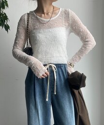 DouDou | レースロングスリーブトップス(Tシャツ/カットソー)