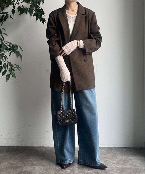 DouDou（ドゥドゥ）の「レースロングスリーブトップス（Tシャツ/カットソー・レディース・ブラック/ホワイト/サックスブルー/カーキ・FREE）」の6枚目の写真