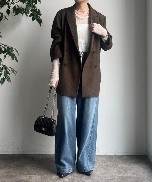 DouDou（ドゥドゥ）の「レースロングスリーブトップス（Tシャツ/カットソー・レディース・ブラック/ホワイト/サックスブルー/カーキ・FREE）」の8枚目の写真