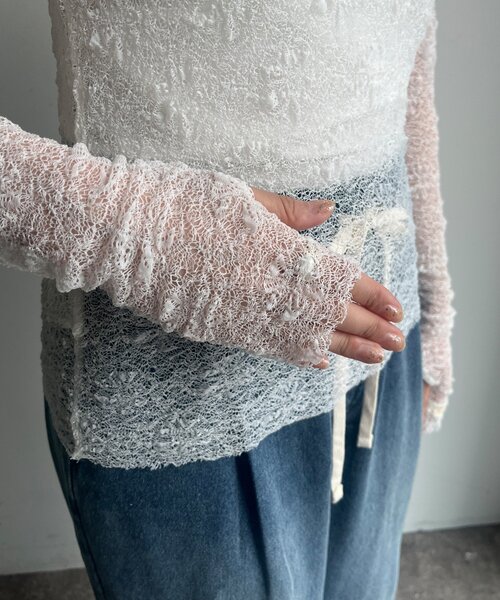 DouDou（ドゥドゥ）の「レースロングスリーブトップス（Tシャツ/カットソー・レディース・ブラック/ホワイト/サックスブルー/カーキ・FREE）」の22枚目の写真