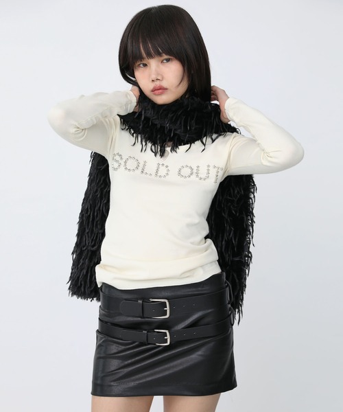 Heart Tattoo(ハートタトゥー)の「belt glossy miniskirt & glossy boots cover set / 合皮ブーツカバー+合皮スカートセット(スカート・レディース・ブラック・0/1)」の18枚目の写真