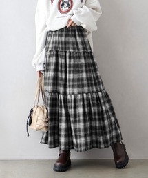 チェックティアードロングスカート