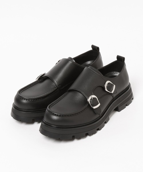 HARE(ハレ)の「ラギットソールダブルモンクシューズ(HARE)(ドレスシューズ・メンズ・ブラック・MEDIUM/LARGE)」の2枚目の写真