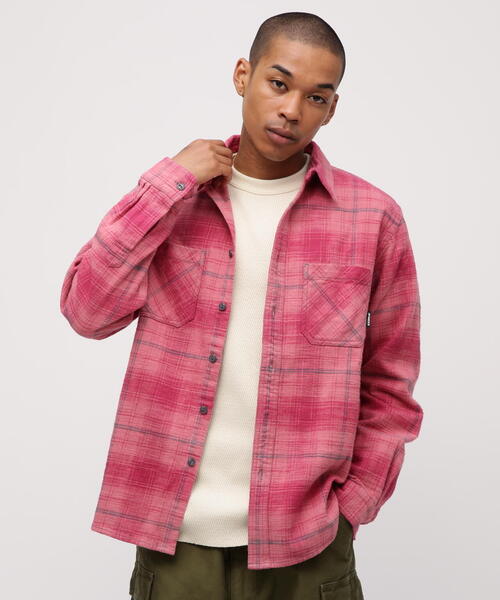 AVIREX（アヴィレックス）の「《WEB&DEPOT限定》ONE POINT FLANNEL CHECK SHIRT / ワンポイント フランネル チェックシャツ / AVIREX / アヴィレックス（シャツ/ブラウス・メンズ・モスグリーン/ピンク/ネイビー・L/XL/2XL/M）」の7枚目の写真