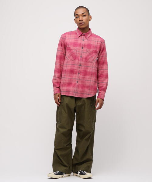 AVIREX（アヴィレックス）の「《WEB&DEPOT限定》ONE POINT FLANNEL CHECK SHIRT / ワンポイント フランネル チェックシャツ / AVIREX / アヴィレックス（シャツ/ブラウス・メンズ・モスグリーン/ピンク/ネイビー・L/XL/2XL/M）」の9枚目の写真