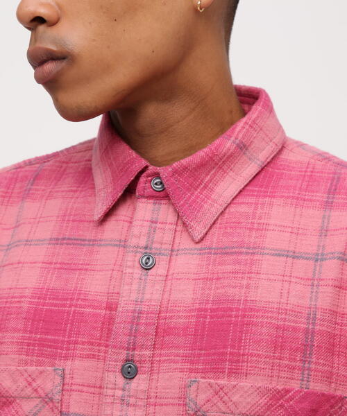 AVIREX（アヴィレックス）の「《WEB&DEPOT限定》ONE POINT FLANNEL CHECK SHIRT / ワンポイント フランネル チェックシャツ / AVIREX / アヴィレックス（シャツ/ブラウス・メンズ・モスグリーン/ピンク/ネイビー・L/XL/2XL/M）」の12枚目の写真