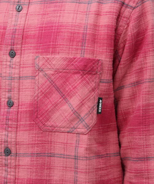 AVIREX（アヴィレックス）の「《WEB&DEPOT限定》ONE POINT FLANNEL CHECK SHIRT / ワンポイント フランネル チェックシャツ / AVIREX / アヴィレックス（シャツ/ブラウス・メンズ・モスグリーン/ピンク/ネイビー・L/XL/2XL/M）」の14枚目の写真