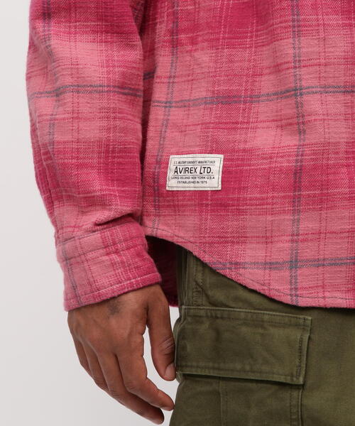 AVIREX（アヴィレックス）の「《WEB&DEPOT限定》ONE POINT FLANNEL CHECK SHIRT / ワンポイント フランネル チェックシャツ / AVIREX / アヴィレックス（シャツ/ブラウス・メンズ・モスグリーン/ピンク/ネイビー・L/XL/2XL/M）」の15枚目の写真