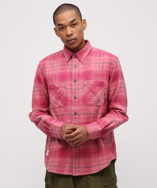 AVIREX（アヴィレックス）の「《WEB&DEPOT限定》ONE POINT FLANNEL CHECK SHIRT / ワンポイント フランネル チェックシャツ / AVIREX / アヴィレックス（シャツ/ブラウス・メンズ・モスグリーン/ピンク/ネイビー・L/XL/2XL/M）」の4枚目の写真