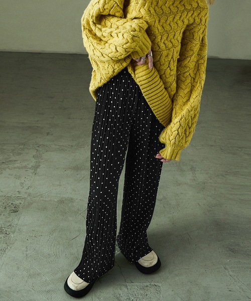 Fashion Letter（ファッションレター）の「ドットプリント プリーツイージーワイドパンツ（その他パンツ・レディース・ブラウン/ブラック・M/L）」の7枚目の写真