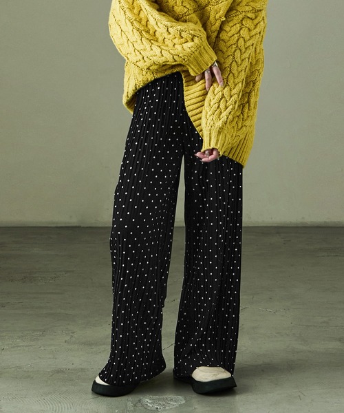 Fashion Letter（ファッションレター）の「ドットプリント プリーツイージーワイドパンツ（その他パンツ・レディース・ブラウン/ブラック・M/L）」の8枚目の写真