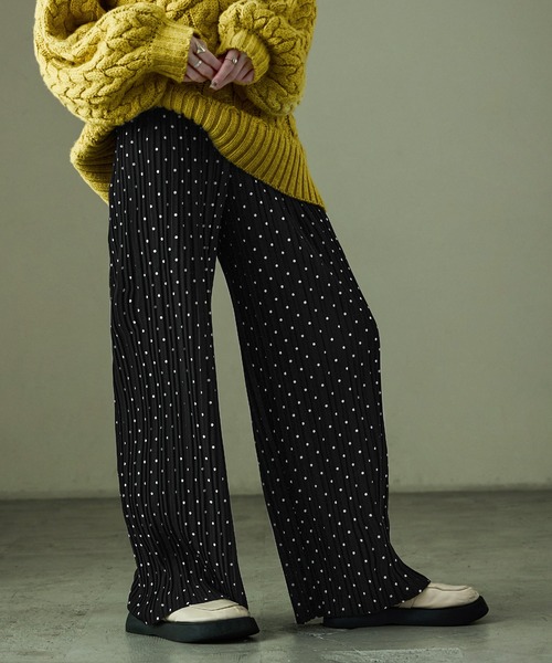 Fashion Letter（ファッションレター）の「ドットプリント プリーツイージーワイドパンツ（その他パンツ・レディース・ブラウン/ブラック・M/L）」の10枚目の写真