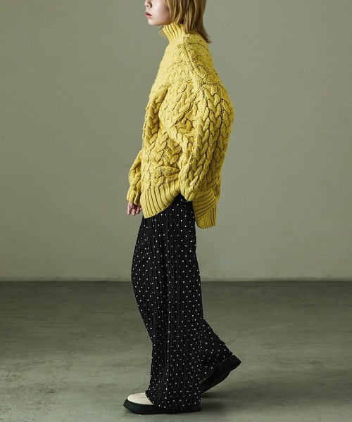 Fashion Letter（ファッションレター）の「ドットプリント プリーツイージーワイドパンツ（その他パンツ・レディース・ブラウン/ブラック・M/L）」の11枚目の写真