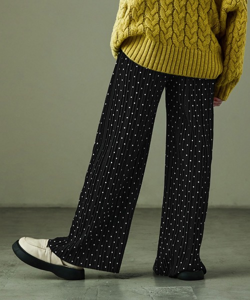 Fashion Letter（ファッションレター）の「ドットプリント プリーツイージーワイドパンツ（その他パンツ・レディース・ブラウン/ブラック・M/L）」の12枚目の写真
