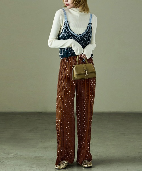 Fashion Letter（ファッションレター）の「ドットプリント プリーツイージーワイドパンツ（その他パンツ・レディース・ブラウン/ブラック・M/L）」の20枚目の写真