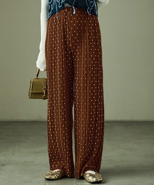 Fashion Letter（ファッションレター）の「ドットプリント プリーツイージーワイドパンツ（その他パンツ・レディース・ブラウン/ブラック・M/L）」の21枚目の写真