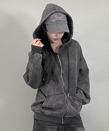 FOLLOWIN | ユニセックスヴィンテージ加工ジップパーカー(パーカー)