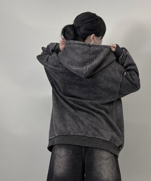 完売商品　ブラックビンテージ パーカー Remember. パーカー 「カットオフヴィンテージライクダブルジップ