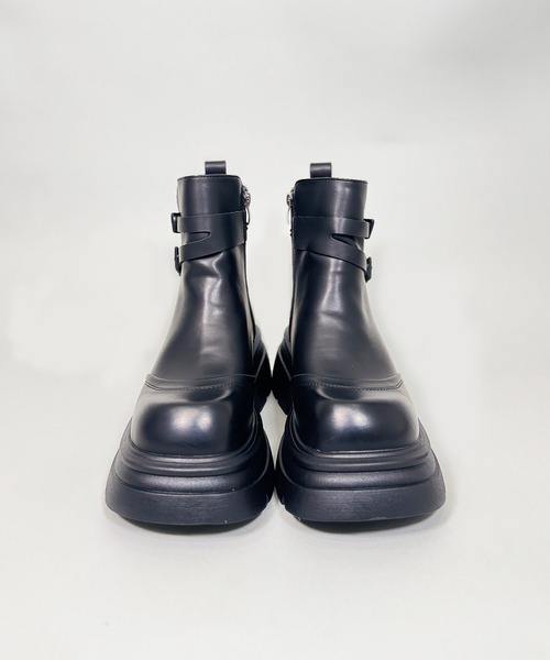 FOLLOWIN（フォロウィン）の「２color /サイドベルトヴィンテージグラデーション厚底ショートブーツ（ブーツ・レディース・ブラウン/ブラック・LARGE/MEDIUM/SMALL）」の15枚目の写真