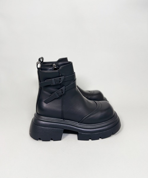 FOLLOWIN（フォロウィン）の「２color /サイドベルトヴィンテージグラデーション厚底ショートブーツ（ブーツ・レディース・ブラウン/ブラック・LARGE/MEDIUM/SMALL）」の16枚目の写真