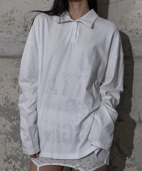 FANCY CLUB(ファンシークラブ)の「A'GEM/9 × .kom 『FANCY CLUB/ファンシークラブ』 BACK CROSS OVER FIT COLLAR TEE/バッククロス オーバーフィット 長袖Tシャツ(Tシャツ/カットソー・レディース・ブラック/ホワイト・FREE)」の8枚目の写真