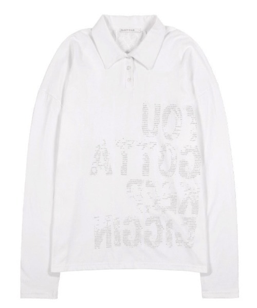 FANCY CLUB(ファンシークラブ)の「A'GEM/9 × .kom 『FANCY CLUB/ファンシークラブ』 BACK CROSS OVER FIT COLLAR TEE/バッククロス オーバーフィット 長袖Tシャツ(Tシャツ/カットソー・レディース・ブラック/ホワイト・FREE)」の14枚目の写真