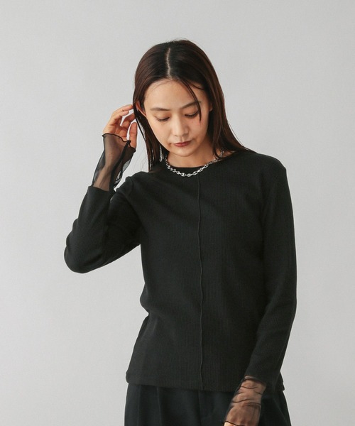 Beauteeシアー切り替え長袖/587687（Tシャツ/カットソー）｜GLOBAL