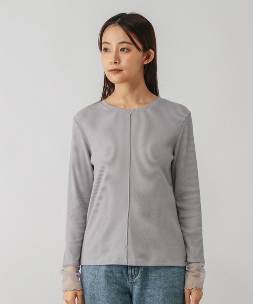 GLOBAL WORK（グローバルワーク）の「Beauteeシアー切り替え長袖/587687（Tシャツ/カットソー・レディース・ブラック/ライトグレー/ホワイト/ホワイト系その他2・MEDIUM/LARGE）」の18枚目の写真