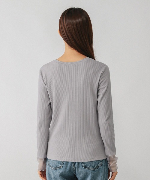 GLOBAL WORK（グローバルワーク）の「Beauteeシアー切り替え長袖/587687（Tシャツ/カットソー・レディース・ブラック/ライトグレー/ホワイト/ホワイト系その他2・MEDIUM/LARGE）」の20枚目の写真