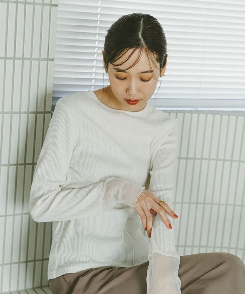 Beauteeシアー切り替え長袖/587687（Tシャツ/カットソー）｜GLOBAL