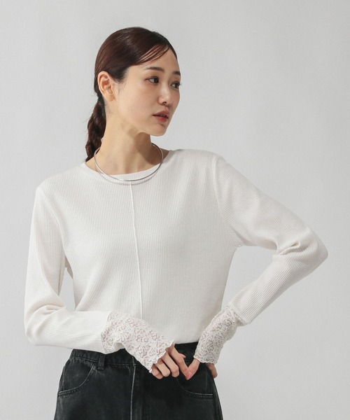 GLOBAL WORK(グローバルワーク)の「Beauteeシアー切り替え長袖/587687(Tシャツ/カットソー・レディース・ブラック/ライトグレー/ホワイト/ホワイト系その他2・MEDIUM/LARGE/SMALL)」の21枚目の写真