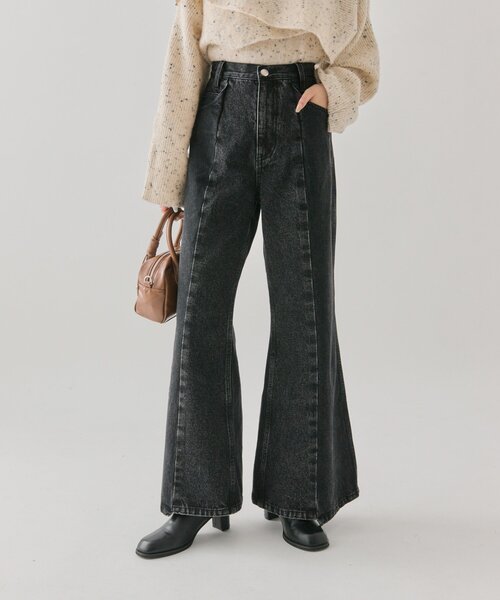 セール】【3サイズ展開】ビューティーフレアデニム（デニムパンツ