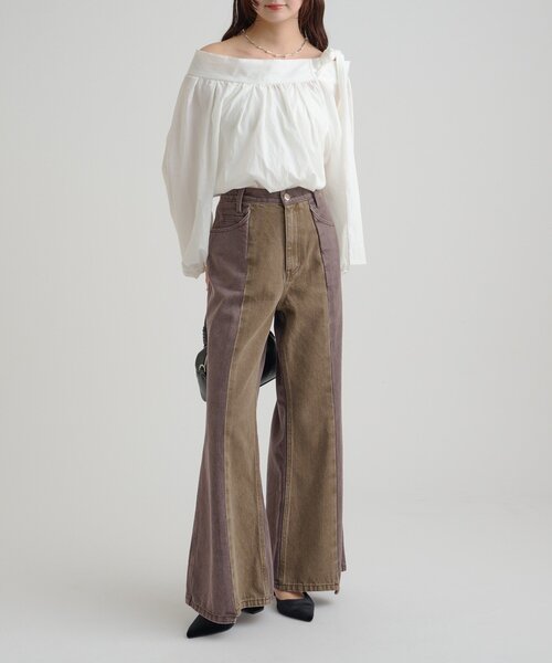 た フレアデニム スタイリッシュシンプルフレアデニム Ot5193