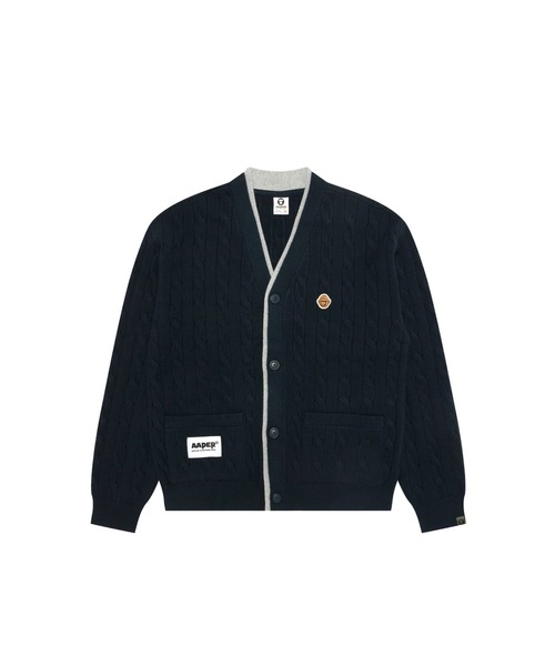 AAPE BY A BATHING APE(エーエイプバイアベイシングエイプ)の「AAPER KNIT CARDIGAN(カーディガン/ボレロ・メンズ・ネイビー/ベージュ系その他5・MEDIUM/SMALL/X-LARGE/LARGE)」の1枚目の写真
