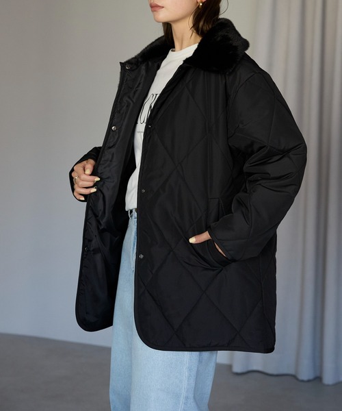 TRIANGLE PALETTE（トライアングルパレット）の「衿ファー付きキルトジャケット（その他アウター・レディース・ブラウン/ベージュ/ブラック/アイボリー・FREE）」の7枚目の写真
