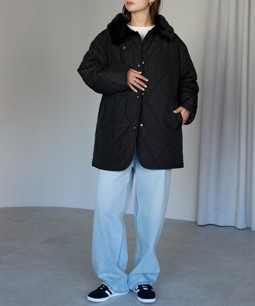 TRIANGLE PALETTE（トライアングルパレット）の「衿ファー付きキルトジャケット（その他アウター・レディース・ブラウン/ベージュ/ブラック/アイボリー・FREE）」の11枚目の写真