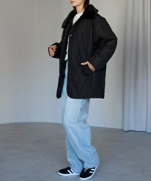 TRIANGLE PALETTE（トライアングルパレット）の「衿ファー付きキルトジャケット（その他アウター・レディース・ブラウン/ベージュ/ブラック/アイボリー・FREE）」の12枚目の写真