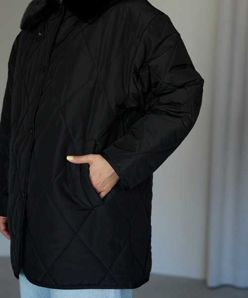 TRIANGLE PALETTE（トライアングルパレット）の「衿ファー付きキルトジャケット（その他アウター・レディース・ブラウン/ベージュ/ブラック/アイボリー・FREE）」の16枚目の写真